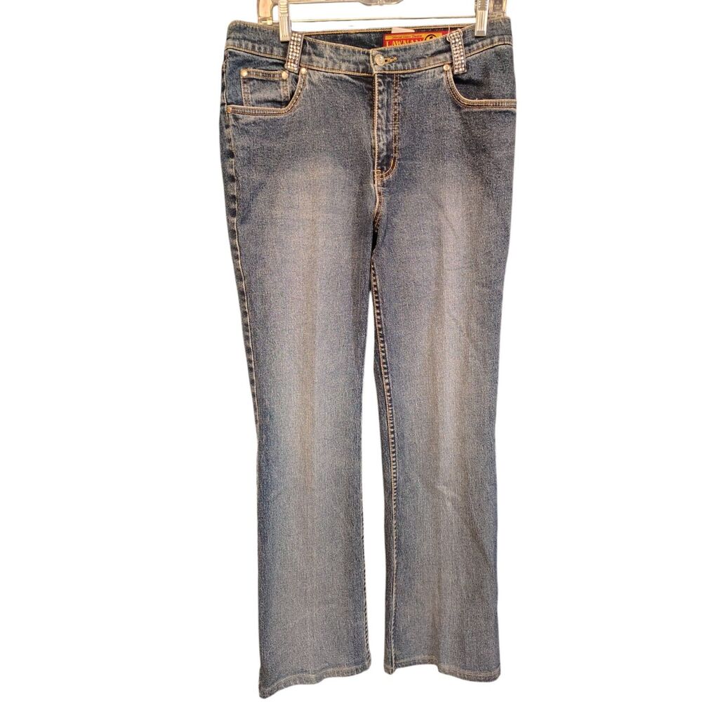 Vintage Lawman Women's Country Bling Boot Rodeo Cut Mid Rise Slim Fit Jeans 11‎